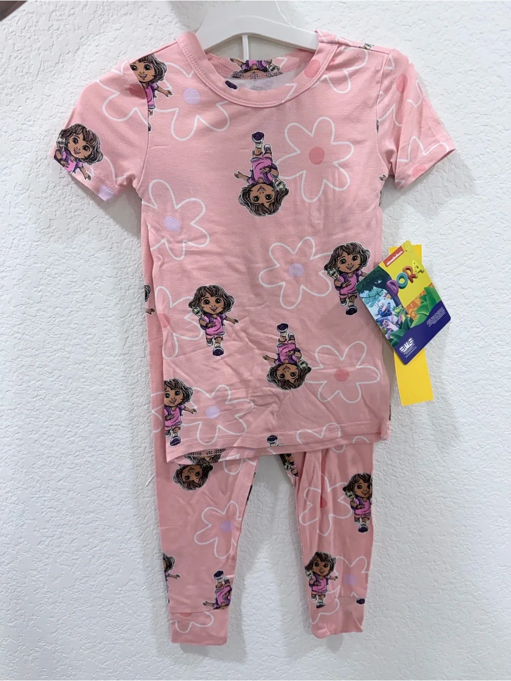 Dora Pink Floral Short Sleeve Kids Pajama Set by Nickelodeon